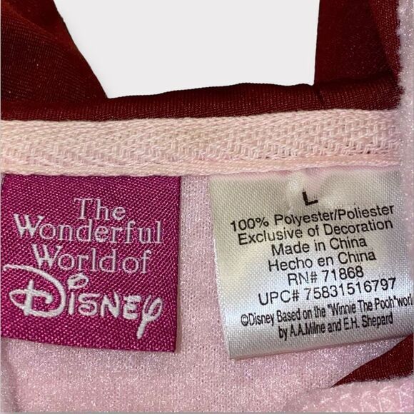 Vintage Disney Winnie the Pooh Light Pink Fleece Zip Up - Picture 3 of 4